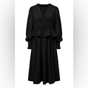 WeWoreWhat Black Ruffled Tiered Plunge Sundress